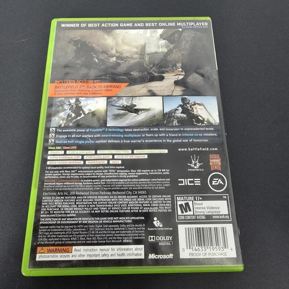 Electronic Arts Battlefield 3 Limited Edition Xbox 360 CIB 2-Disc Set